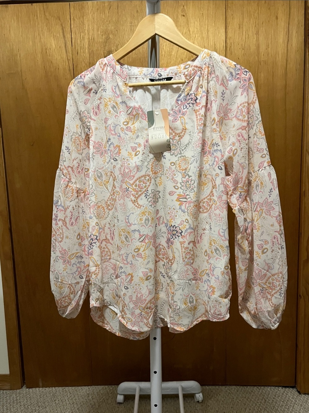BTFBM Floral Paisley Long Sleeved Blouse Size S NWT